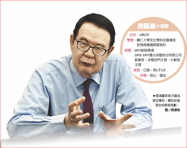 　洪鎮海小檔案
　●儒鴻董事長洪鎮海接受專訪，暢談經營理念與業務規劃。圖／顏謙隆
