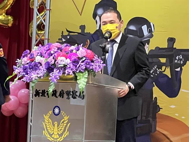 侯友宜上午出席警察节活动。（王扬杰摄）