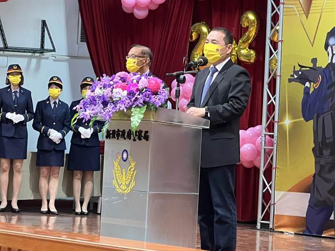 侯友宜上午出席警察節活動。（王揚傑攝）