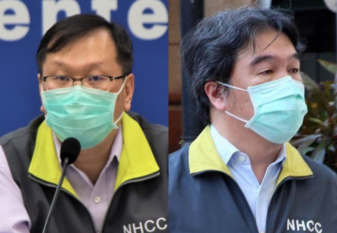 指揮中心14日證實，發言人莊人祥（左）、醫療應變組副組長王必勝（右）等3人快篩陽確診。（本報資料照合成）