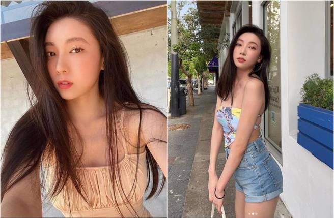 邵岱儿大尺度泳装外穿（右）。（图／取材自邵岱儿Instagram）