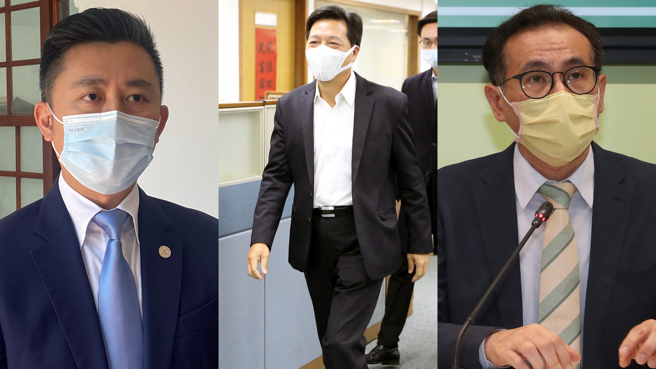 TPOC台灣議題研究中心透過QuickseeK資料庫進行分析，認為僅有新竹市長林智堅能在桃園市長選戰中贏過行政院前院長張善政；由左至右分別為新竹市長林志堅、前立委鄭寶清、立委鄭運鵬。（合成圖／記者陳育賢攝、記者范揚光攝、記者劉宗龍攝）