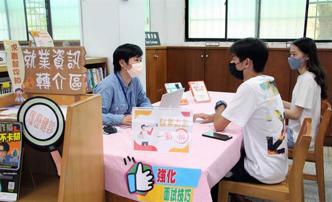 三芝分館特別設置「就業轉介資訊區」，提供在地鄉親更便利的求職需求。（新北市立圖書館提供）