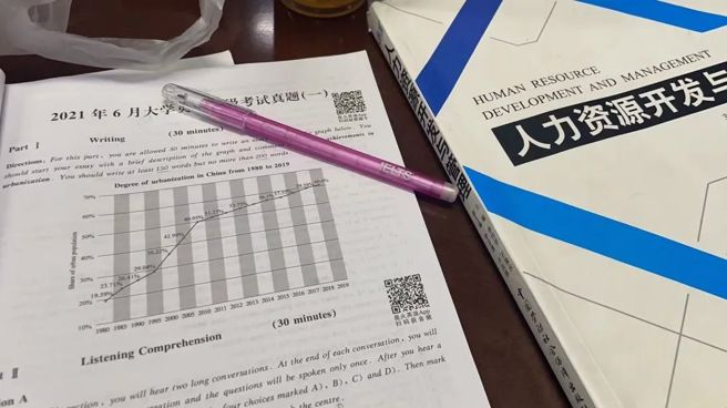 准备六级考试和课程复习。（受访者提供）