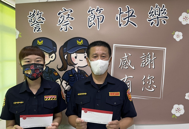 鼓山派出所副所长吕宗敏，预计在今年6月底届龄退休，女儿吕和柔在耳濡目染下也选择从警。(鼓山分局提供)