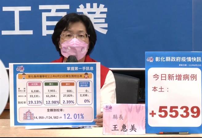 彰化县长王惠美说明疫情。（吴敏菁摄）