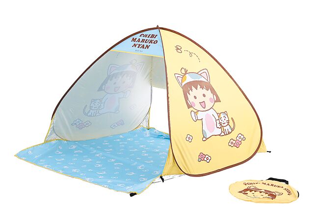 全联樱桃小丸子猫咪版—躲猫猫速开帐篷，4全店积分＋589元兑换。（全联提供）