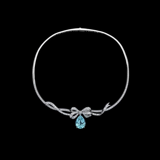 Dior Print SOLITAIRE帕拉伊巴蓝碧玺钻石项炼。（DIOR提供）