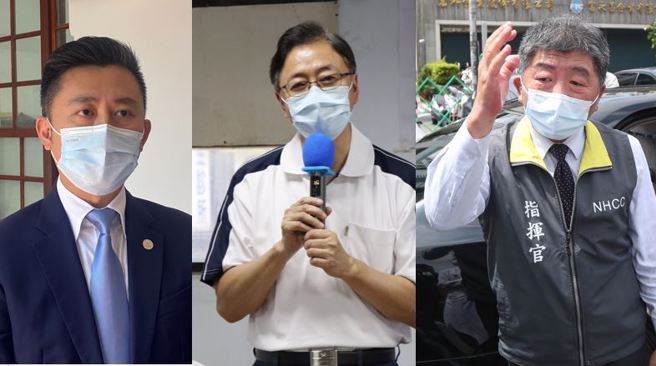 左起為新竹市長林智堅、國民黨桃園市長參選人張善政、衛福部長陳時中。(資料照)
