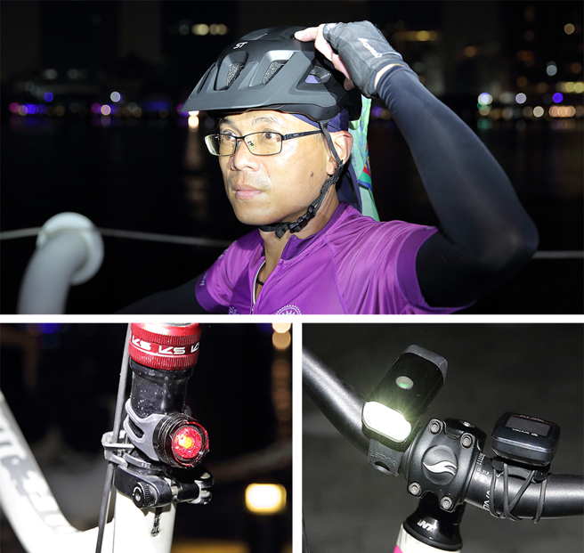 夜骑装备不得马虎，安全帽、车前灯与车尾灯等配备不能少，让骑乘更安全。(摄影/Carter)