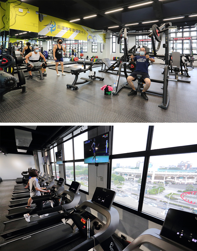 健身房有自由重训、外挂式器材区、有氧及机械式器材区，跑步时还能眺望高雄市景观。(提供/高雄市苓雅运动中心)