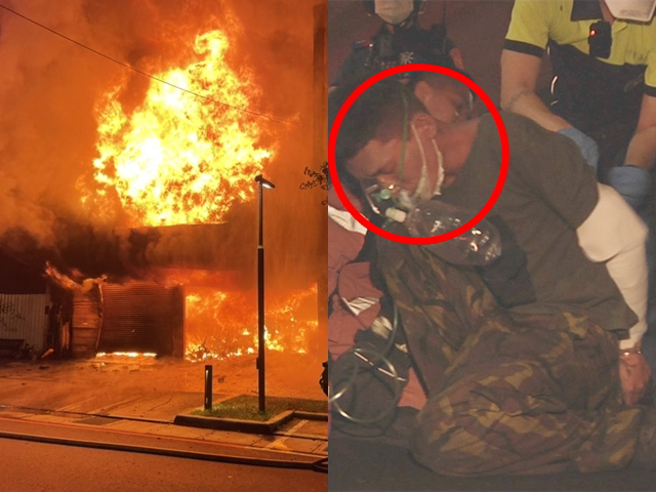 陳男當晚是與父母借錢不成，又遭訓話後才憤而縱火，當時準備縱火時，父親見狀與他發生拉扯，過程中疑似是打火機落至汽油灘才失火。（翻攝照片）