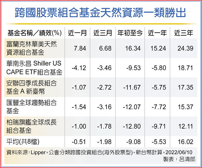 跨国股票组合基金天然资源一类胜出