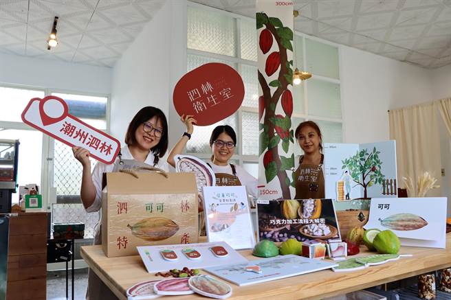 潮州热血青农改造「泗林卫生室」成屏东可可产业行销据点后，还自制教具箱发展可可食农教育，打破场域限制把可可园搬进学校。（谢佳潾摄）