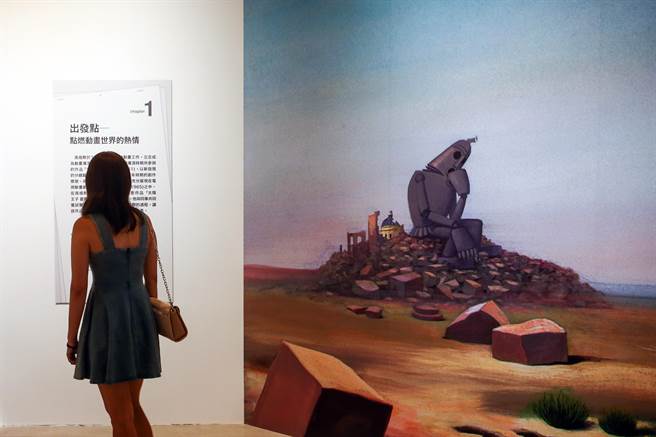 本次展览于台北流行音乐中心文化馆举办，作品包括有《萤火虫之墓》、《平成狸合战》、《辉耀姬物语》、《小天使》等动画。（邓博仁摄）