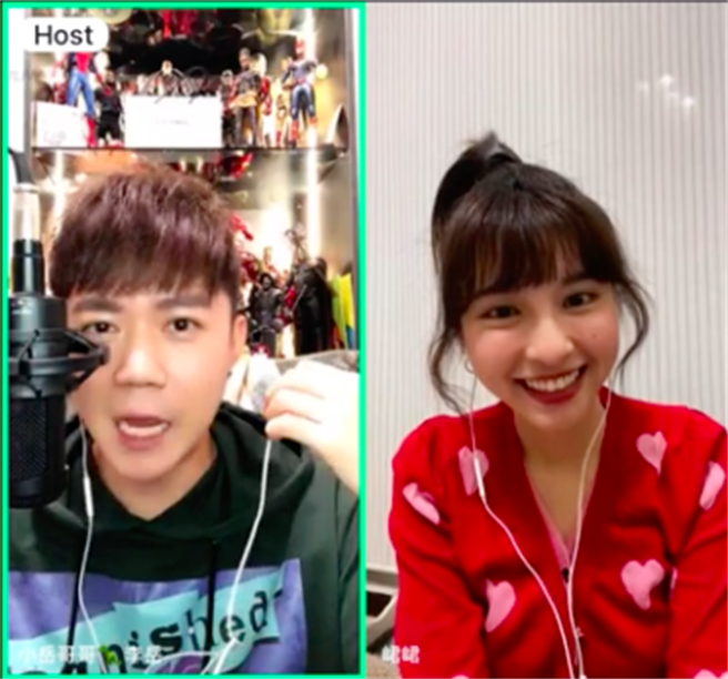 李岳（左）主持功力让峮峮吐露许多心底话。（17LIVE提供）