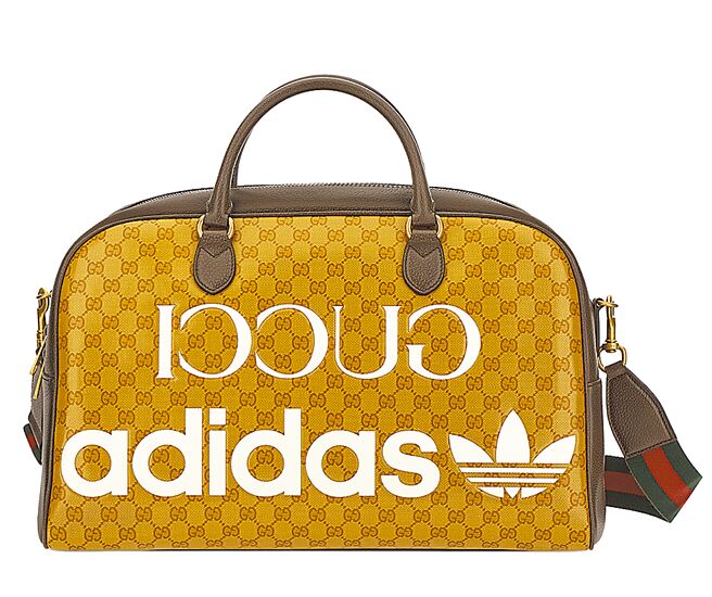 adidas x Gucci GG缇花肩背旅行包，8万2300元。（Gucci提供）