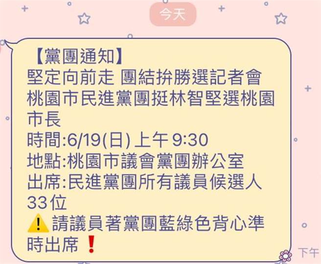 民进党桃园市现任议员和议员参选人，19日着绿色背心在议会举办「坚定向前走 团结拚胜选」大会，表达欢迎年轻优秀的五星市长、桃园女婿林智坚来桃园，延续市政建设和市民福利。(蔡依珍摄)