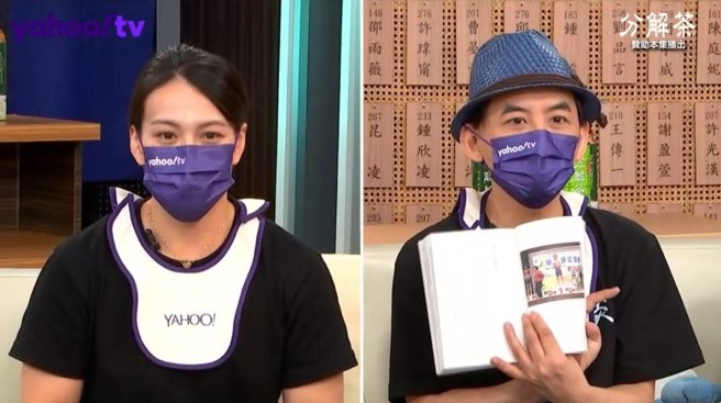 举重女将郭婞淳（左）上谈话性节目，与主持人黄子佼分享运动生涯及生活难忘回忆。（Yahoo! tv提供）