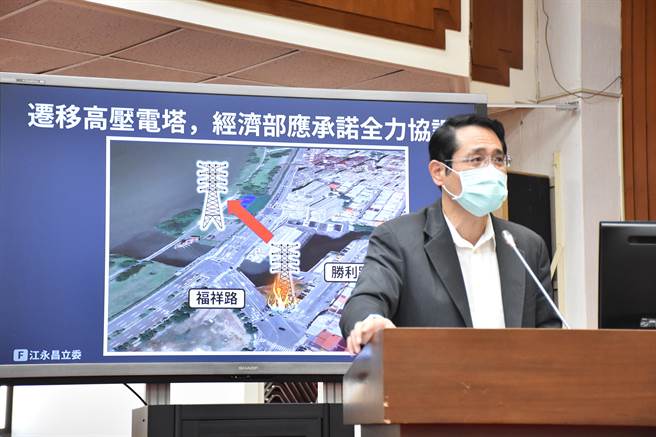 位在新北市中和区福祥路与胜利路口的高压电塔确认拆除，预计下个月发包，持续监督进度的在地立委江永昌，呼吁台电务必拿出负责态度，依计画如实如期迁移，工程切勿延宕。（江永昌提供／李奇叡新北传真）