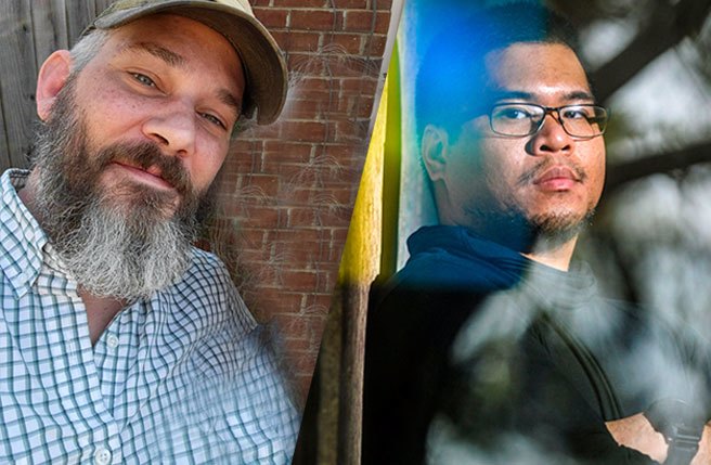 39岁的美国公民德鲁克（Alexander John-Robert Drueke，左）和27岁的越南裔美国人黄安迪（Andy Tai Ngoc Huynh）都来自阿拉巴马州，也都是美国退伍军人，如今他们落入顿内茨克（Donetsk）的亲俄分离主义分子手里，性命堪忧。（美联社）