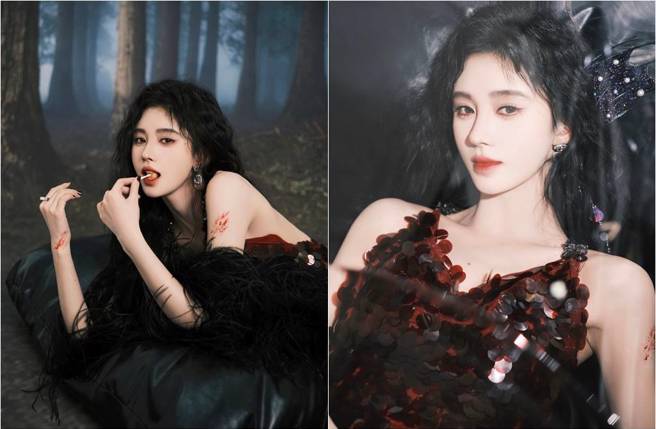 鞠婧禕前開深V、轉身還沒布，讓她舉手投足性感爆表。（圖／取材自鞠婧禕個人工作室微博）