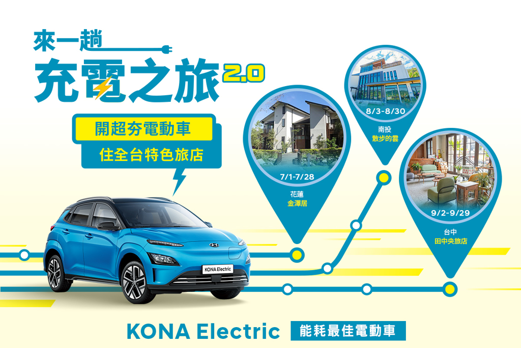 暑季出遊  準備瘋搶好玩的住房送電動車體驗 KONA Electric充電之旅2.0好評再推出 (圖/CarStuff)