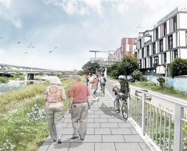 中市府携手第三河川局，持续整治筏子溪水岸景观环境模拟图。（台中市政府提供）