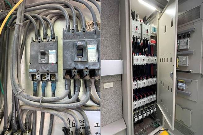 教育部国教署推动老旧危险电力改善工程计画，改善老旧开关箱，左是改善前、右是改善后。（教育部提供／林志成台北传真）
