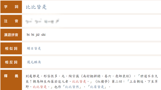 从教育部辞典可以发现比比皆是的正确读音。（翻摄自教育部重编国语辞典修订本）