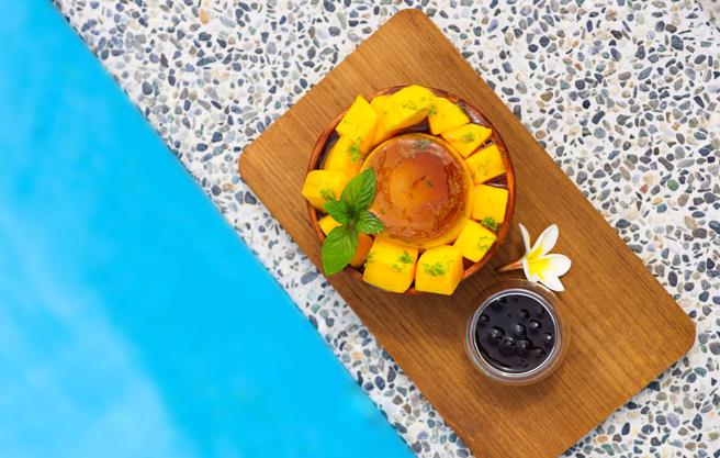 太鲁阁晶英酒店推出夏日限定冰品「夏恋芒果雪酪」。（太鲁阁晶英酒店提供）