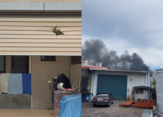 機件噴飛砸穿民宅鐵捲門 海軍S-70C直升機墜毀瞬間竄濃煙