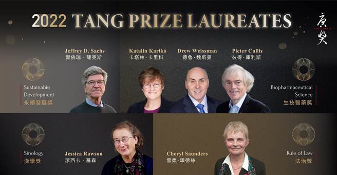 唐奖近日颁布奖项给6名杰出学者，其奠基提升人类文明与福祉的无私情怀，为动盪世局带来契机与安定的力量。(唐奖教育基金会提供／李侑珊台北传真)