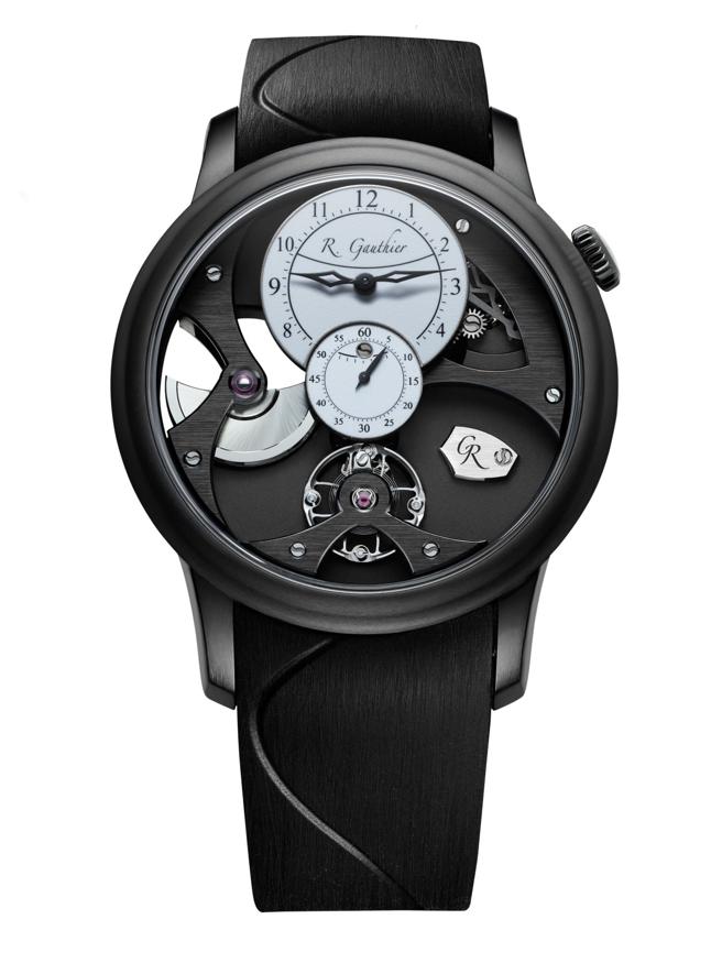 独立制表师Romain Gauthier今年新作Insight Micro-Rotor Black Titanium腕表，限量10只，308万元。（瑞博品提供）