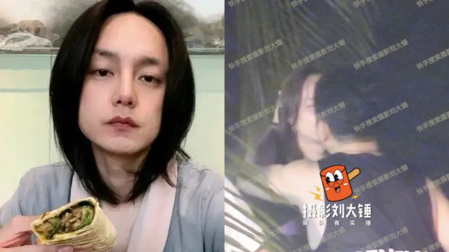 尹正日前喝醉在街头与男性友人激吻的画面全被拍。（图／微博）