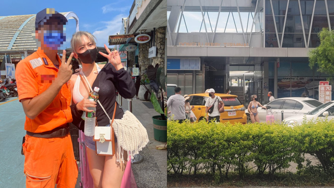 正妹拦车逛街，让网友直喊夏天就要到了。(图/倪娜 Twitter)