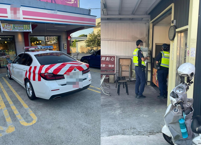 男子偷拍国道警车停超商门口停车格，又去隔壁买饭，暗酸「占位子」，反遭网友炮轰「管这么宽」。（翻摄自爆料公社）