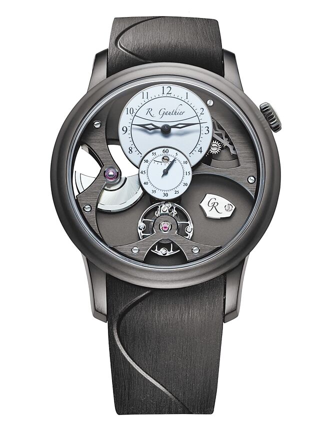 独立制表师Romain Gauthier的Insight Micro-Rotor Black Titanium腕表，限量10只，308万元。（瑞博品提供）