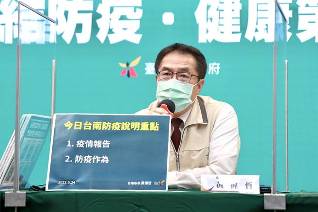 台南市長黃偉哲說明7家醫院開設「COVID-19染疫康復者門住診整合醫療服務」，提供長新冠者就醫管道。(台南市政府提供／曹婷婷台南傳真)