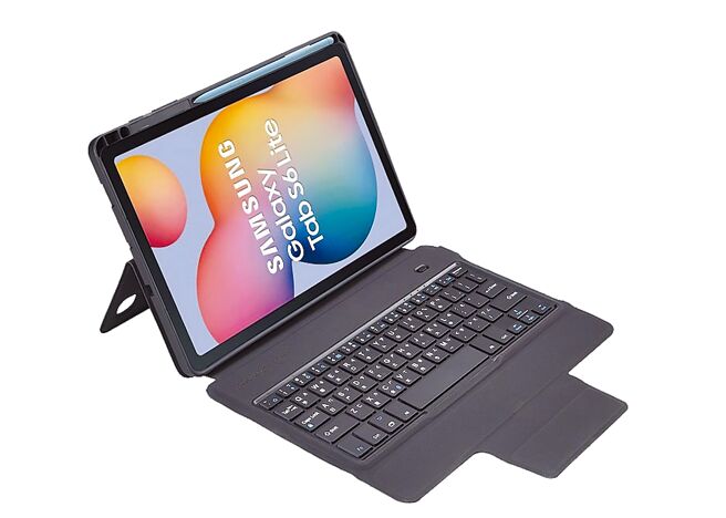 远传「金好学」学习平板方案，搭配10.4吋Samsung Tab S6 Lite Wi-Fi版（见图）即可轻松拥有远距学习四宝，包括行动上网吃到饱、S Pen、键盘皮套、以及远传独家赠送的Ai学霸数位学习3个月体验帐号。。（远传提供）