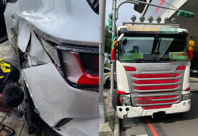 左圖為原PO車輛，右圖為酒駕的曳引車。（圖／翻攝自爆怨公社）