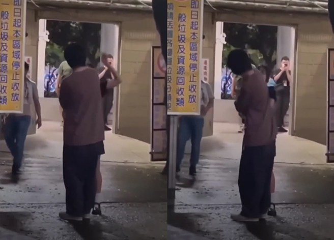 短裙妹抓包男友偷吃前女友，當場甩男友巴掌，13秒爭吵畫面也讓路人都看傻眼。（翻攝自臉書爆廢公社）