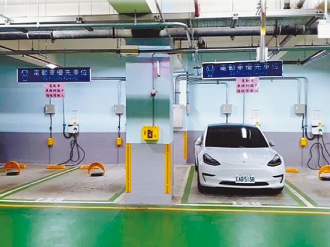 台北市去年6月实施公有停车场充电格位差别费率，大幅减少车格久占问题、使用率也有成长，为增加离峰时使用率，研拟充电不加钱，提高停放诱因。（停管处提供／黄婉婷台北传真）