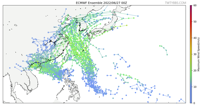 熱帶系統路徑預測圖。（圖／翻攝自氣象粉專台灣颱風論壇｜天氣特急）