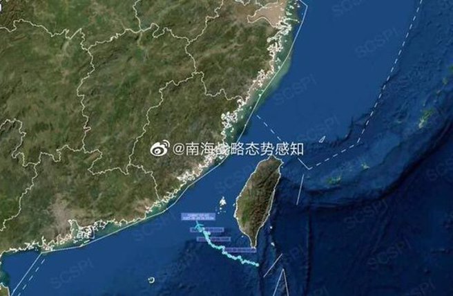 4天前美军才因派遣P-8A反潜机进入台湾海峡遭到中共东部战区警告，28日上午又有2架美军侦察机在台海附近进行侦察活动。(图／南海战略态势感知计划）