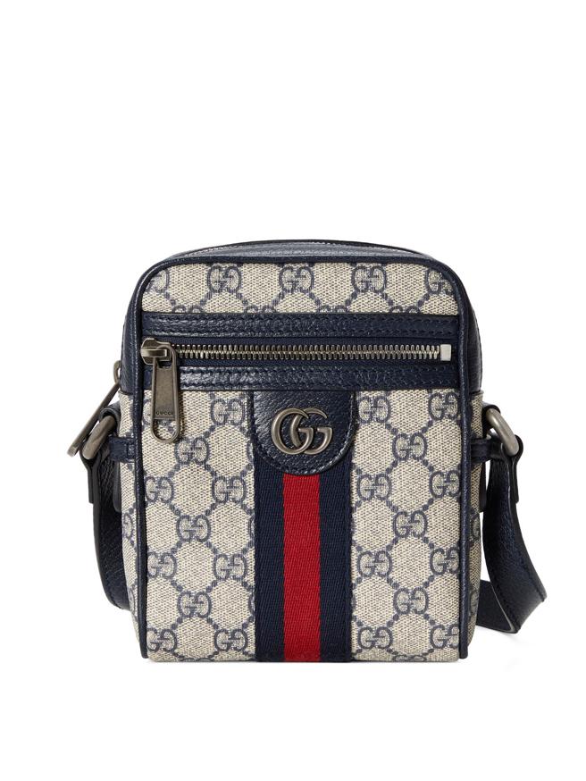 GUCCI GG LOGO BLUE午夜蓝OPHIDIA肩背包，3万2400元。（GUCCI提供）