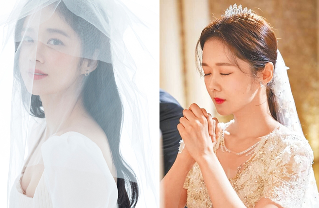 张娜拉的婚纱造型唯美，让网友惊呼有「回春感」。（图／张娜拉微博）