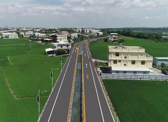 圳前路工程並保留原有「浮圳」文資，全長約1600公尺，寬度共15公尺，含既有圳前路6公尺及浮圳3公尺，完工後將提升行車安全及紓解交通壅塞。（台中市政府提供）