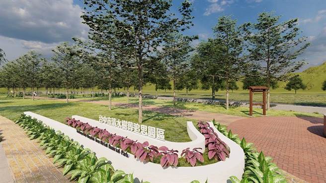 中市海线首座树葬园区清水树葬区，入口意象示意图。（台中市政府提供）