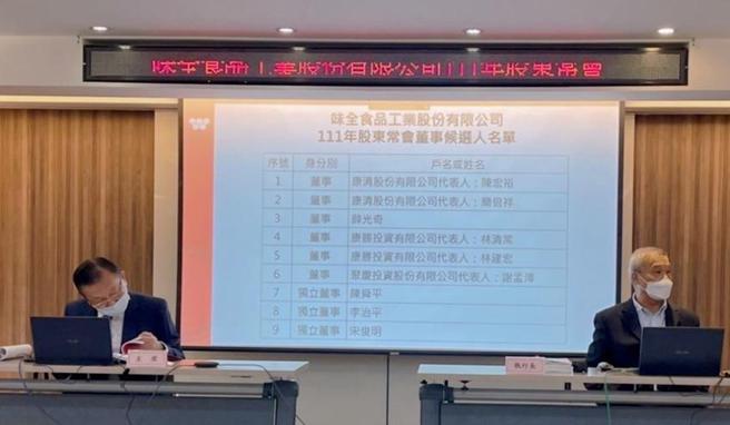 （味全董事长陈宏裕(左)与执行长张教华。图／味全提供）